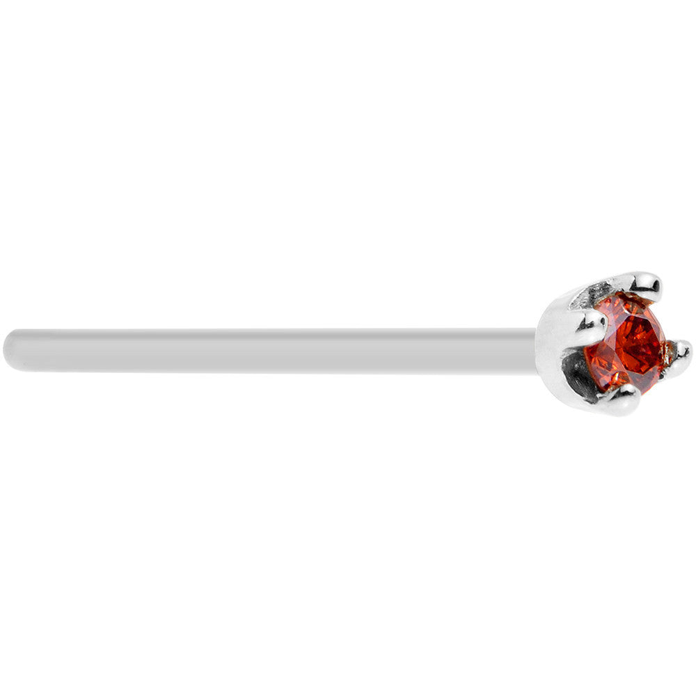 Solid 18K White Gold 1.5mm Genuine Red Diamond Nose Ring