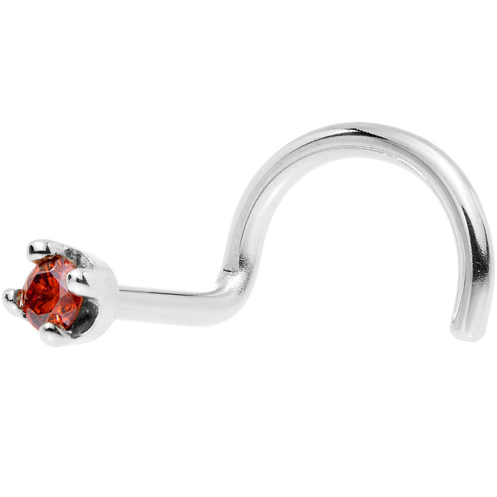 Solid 18K White Gold 1.5mm Genuine Red Diamond Nose Ring