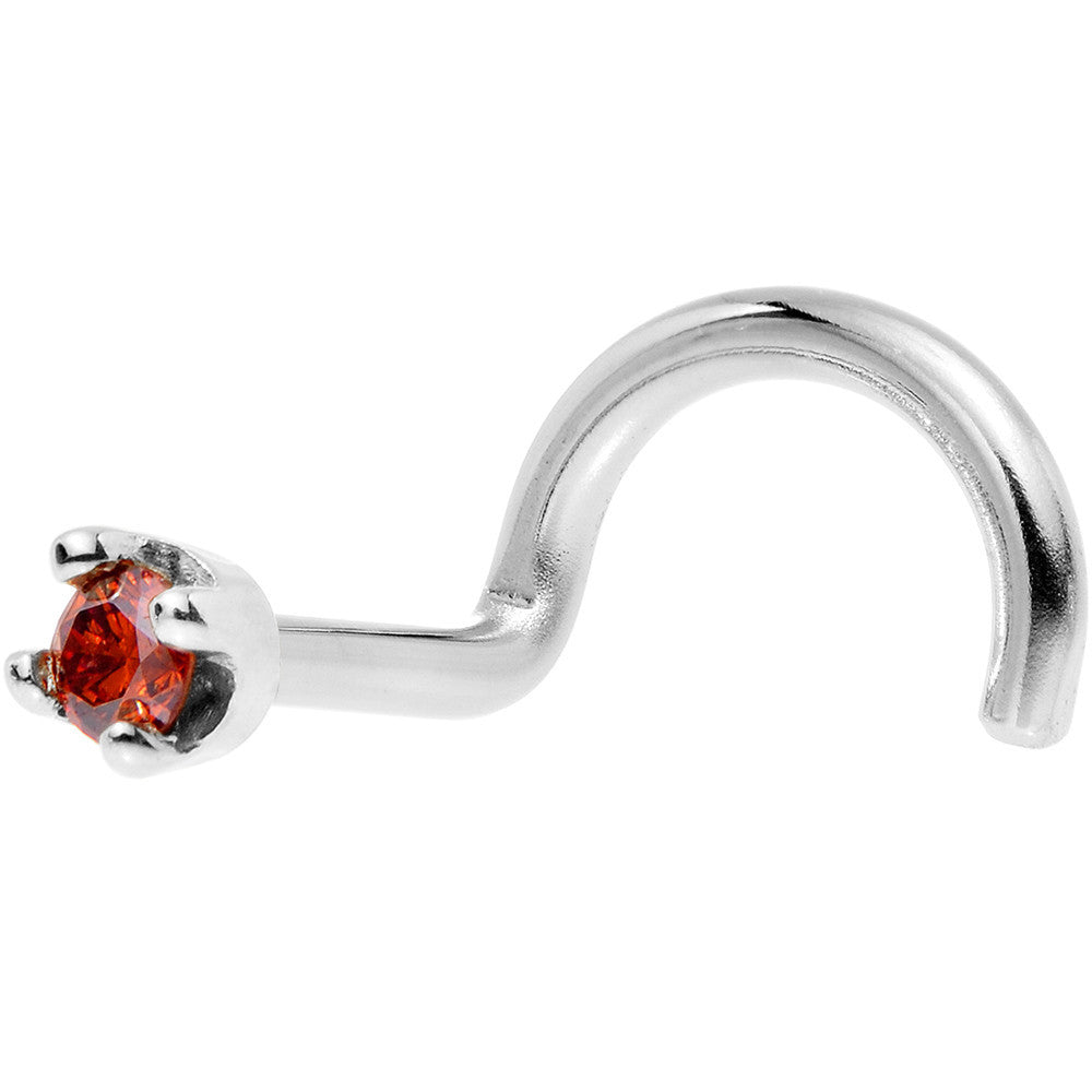 Solid 18K White Gold 1.5mm Genuine Red Diamond Nose Ring