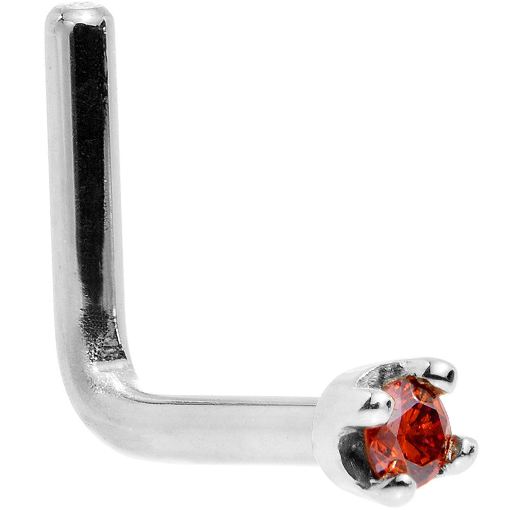 Solid 18K White Gold 1.5mm Genuine Red Diamond Nose Ring