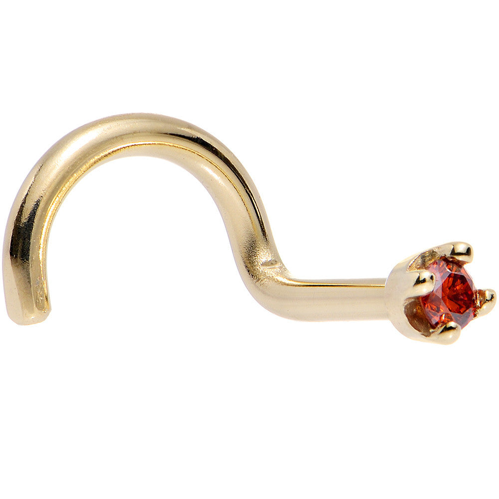 Solid 14K Yellow Gold 1.5mm Genuine Red Diamond Nose Ring