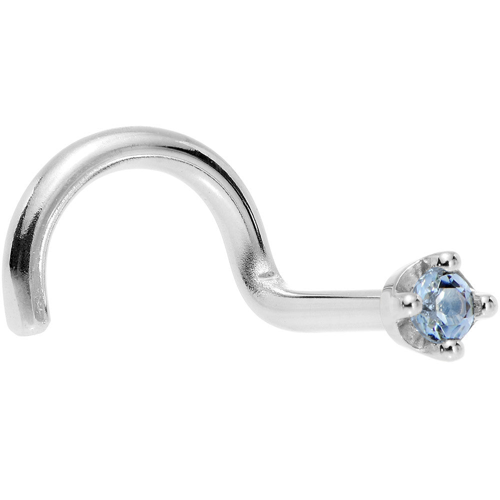 Solid 18K White Gold 1.5mm Genuine Topaz Nose Ring