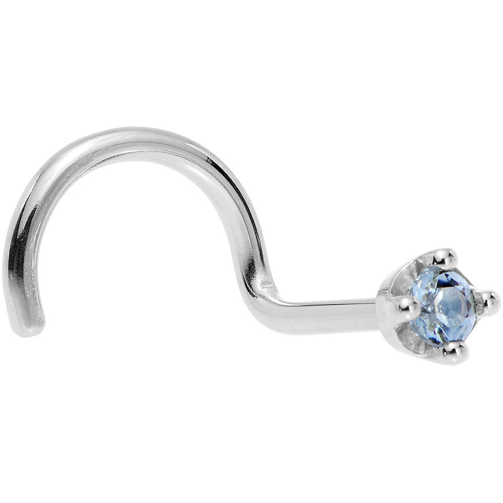 Solid 18K White Gold 1.5mm Genuine Topaz Nose Ring