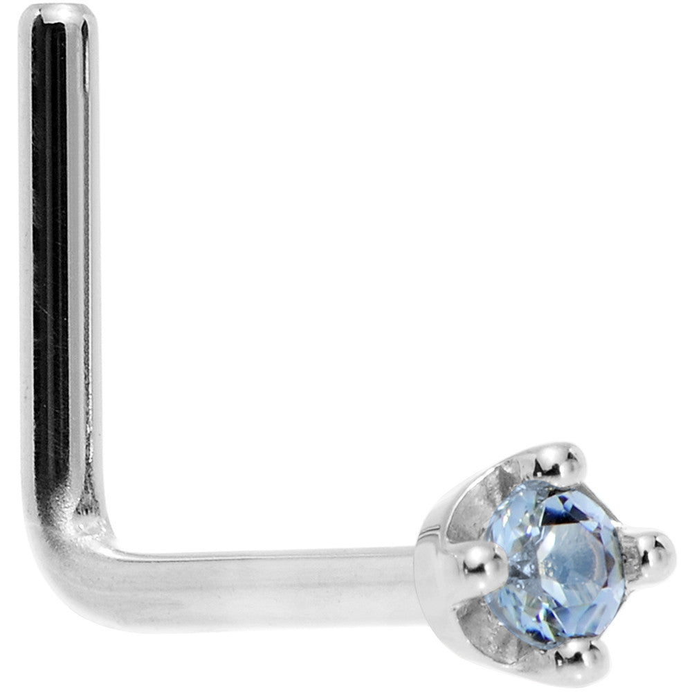 Solid 18K White Gold 1.5mm Genuine Topaz Nose Ring