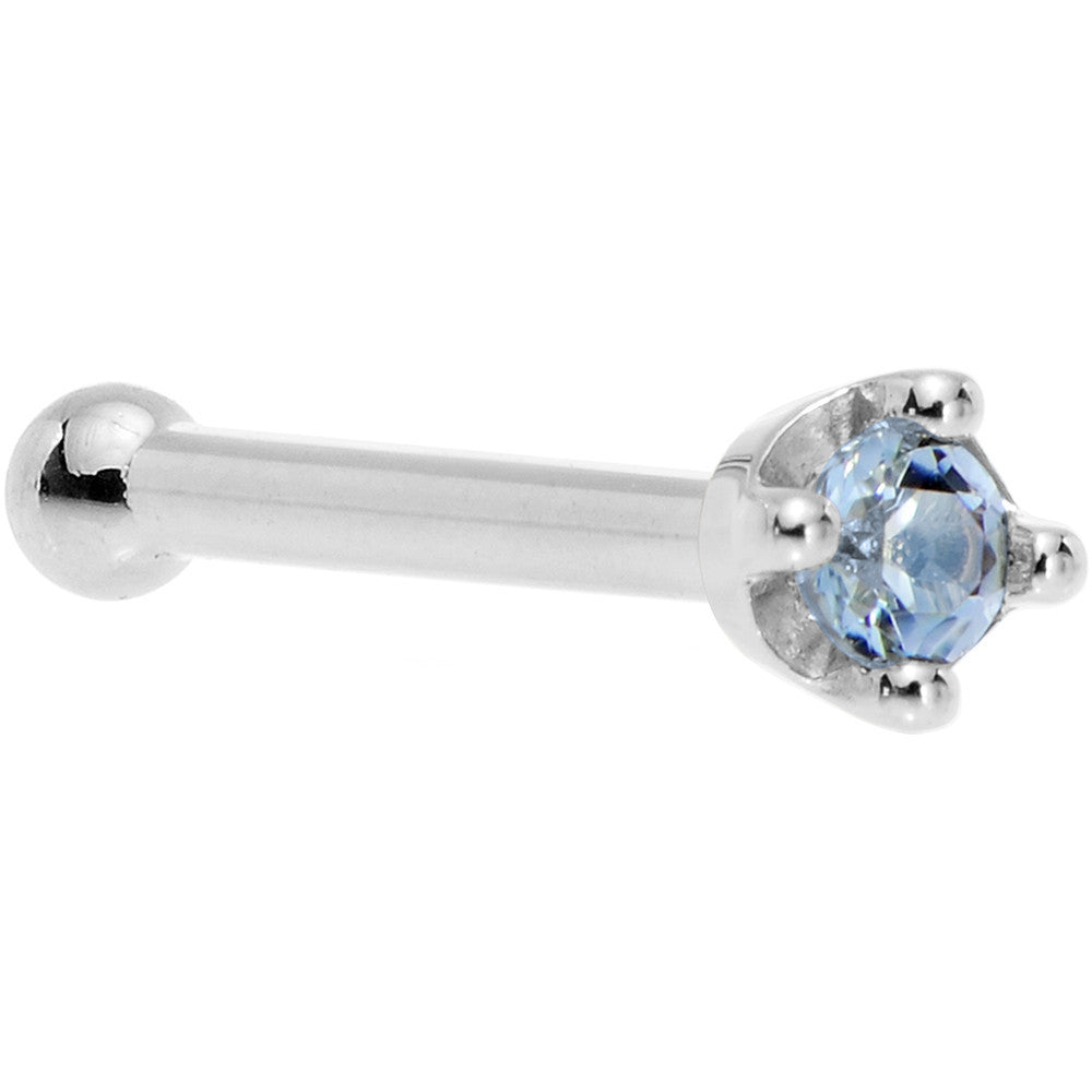 Solid 18K White Gold 1.5mm Genuine Topaz Nose Ring