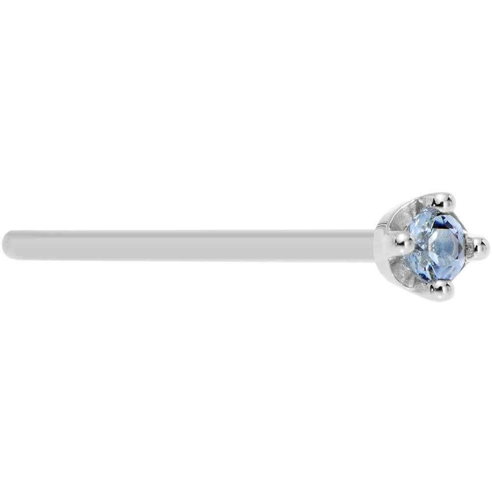 Solid 18K White Gold 1.5mm Genuine Topaz Nose Ring