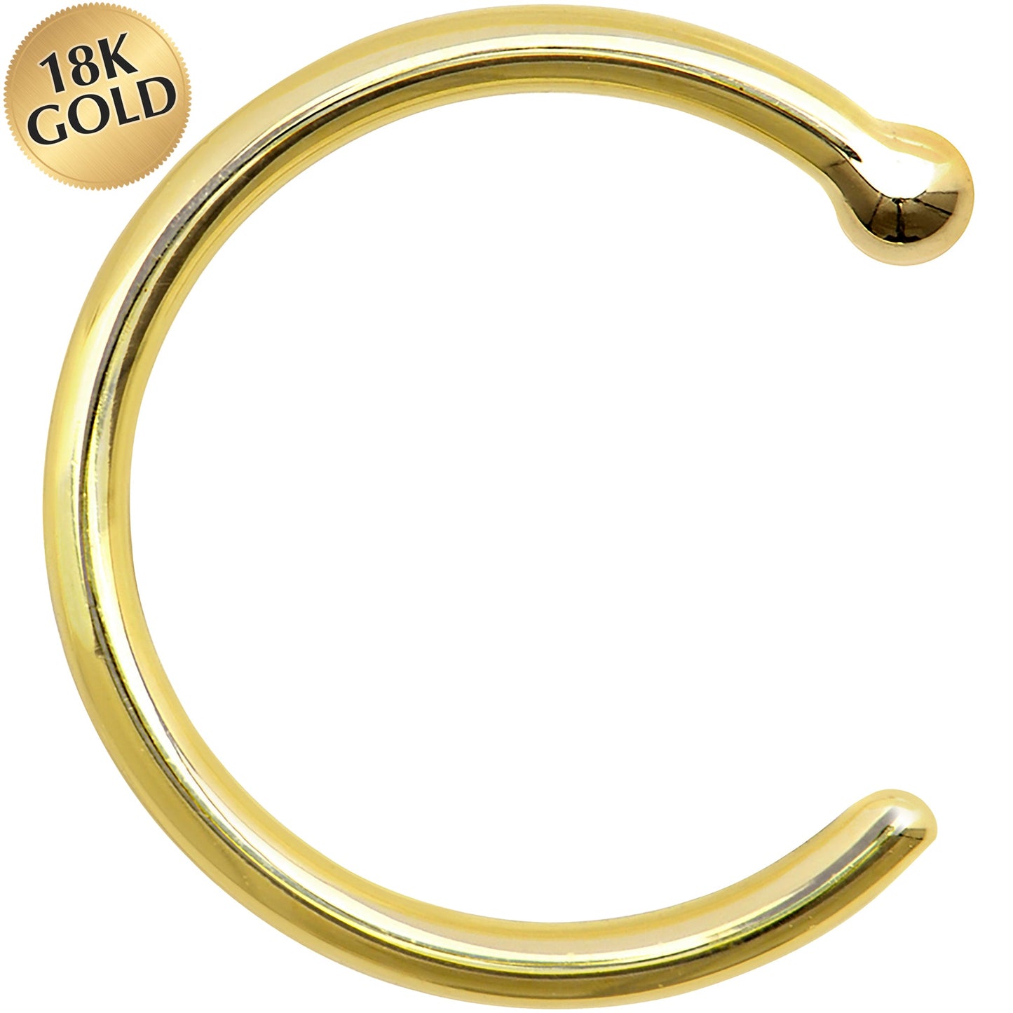 18G 3/8 Solid 18K Yellow Gold Nose Hoop