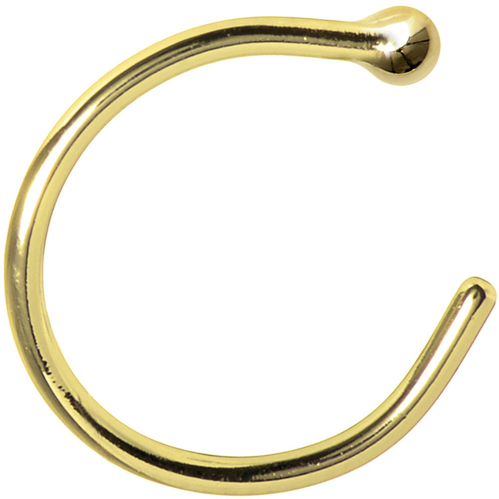 20G 3/8 Solid 18K Yellow Gold Nose Hoop