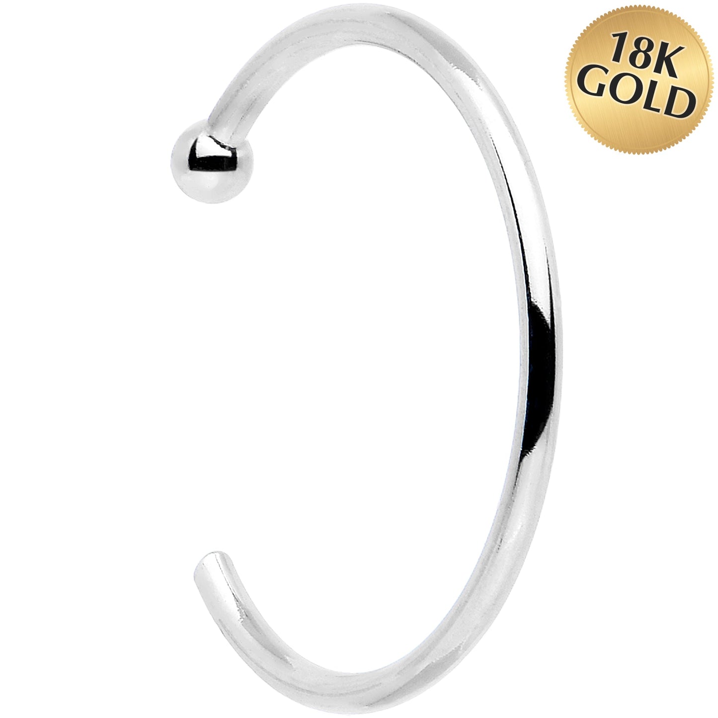 20G 3/8 Solid 18K White Gold Nose Hoop