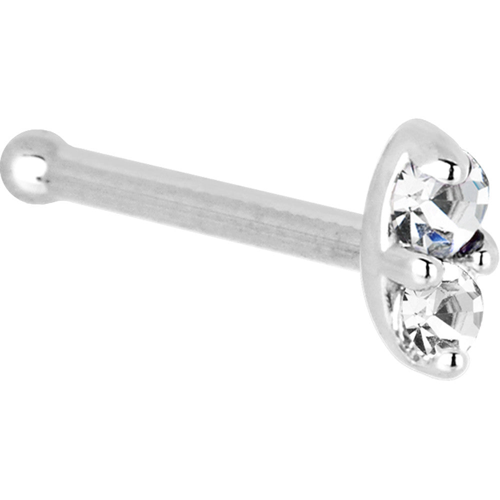 14k White Gold 1.5mm Genuine Diamond Marquise Nose Ring