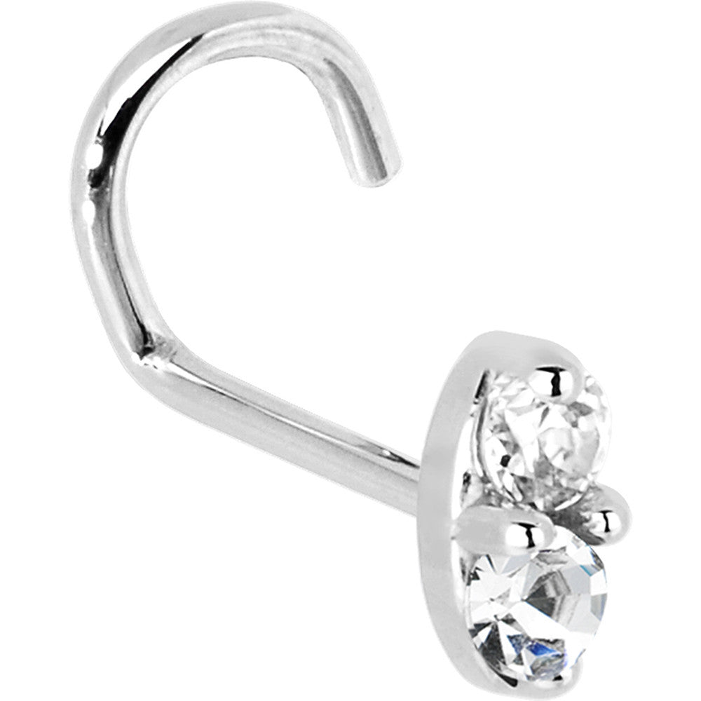 14k White Gold 1.5mm Genuine Diamond Marquise Nose Ring