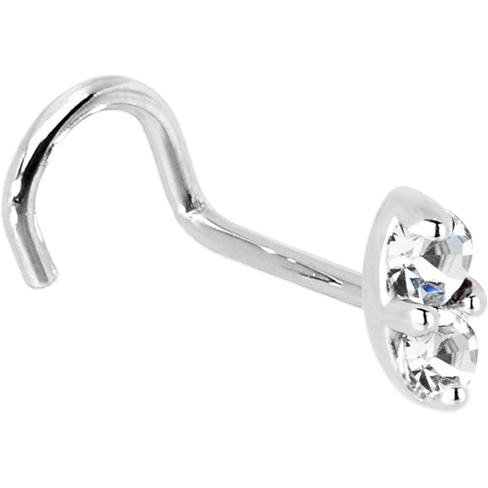 14k White Gold 1.5mm Genuine Diamond Marquise Nose Ring