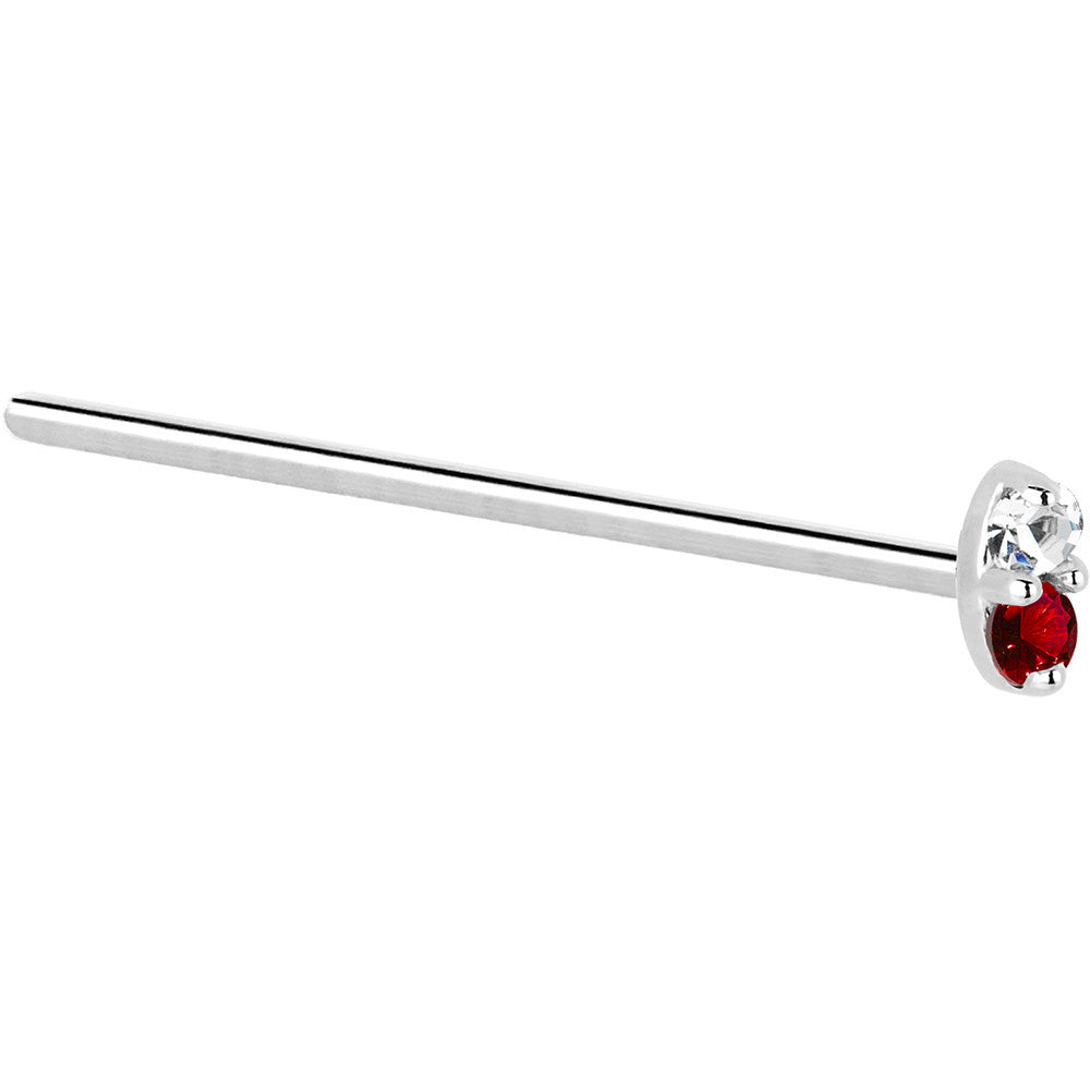 14k White Gold 1.5mm Genuine Ruby Diamond Marquise Nose Ring