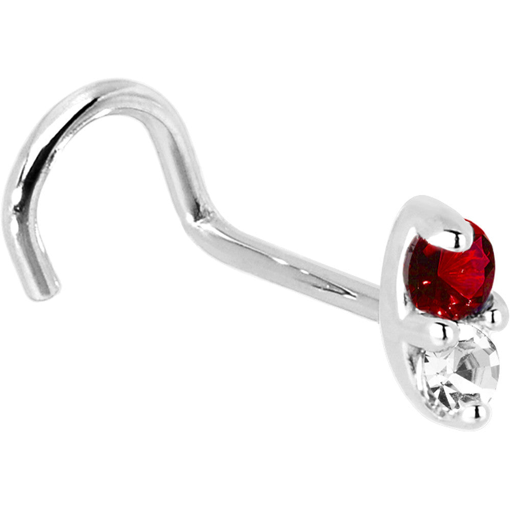 14k White Gold 1.5mm Genuine Ruby Diamond Marquise Nose Ring