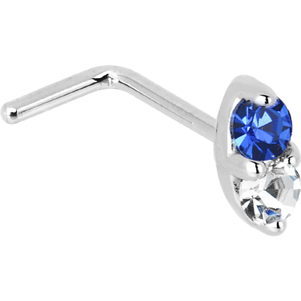 14k White Gold 1.5mm Genuine Blue Sapphire Diamond Marquise Nose Ring