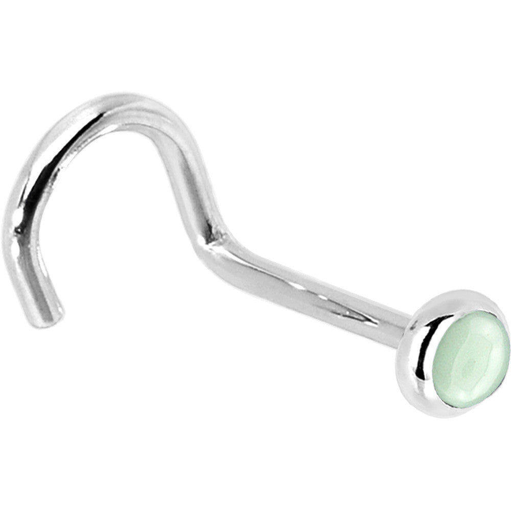 Solid 14K White Gold 2mm Aventurine Quartz Nose Ring