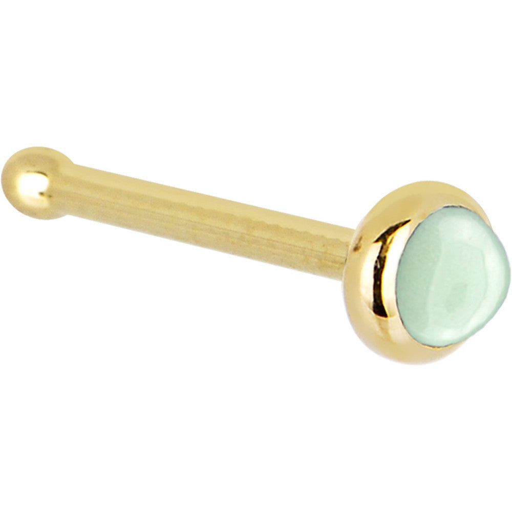 Solid 14K Yellow Gold 2mm Aventurine Quartz Nose Ring