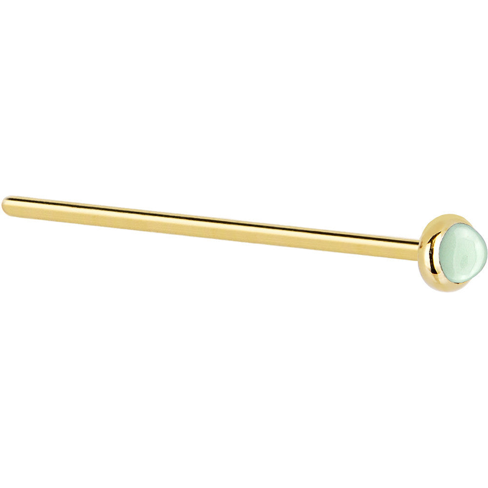 Solid 14K Yellow Gold 2mm Aventurine Quartz Nose Ring