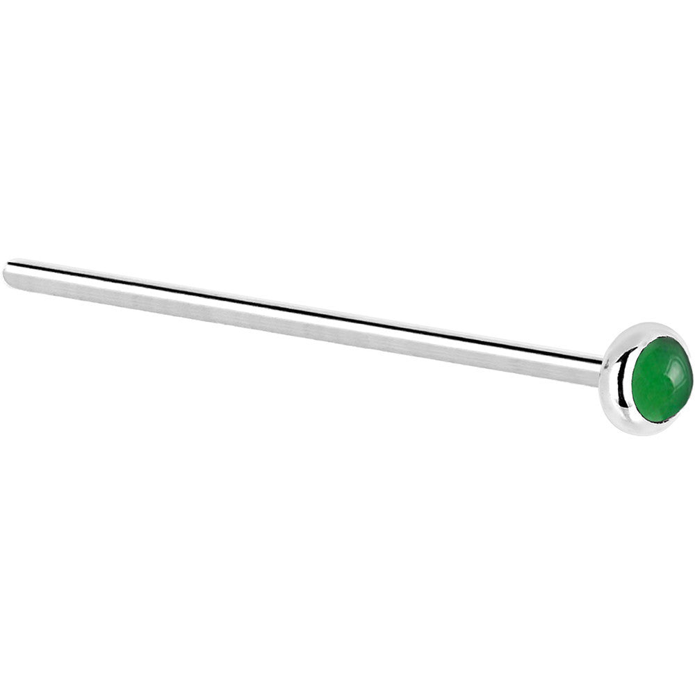 Solid 14K White Gold 2mm Jade Nose Ring
