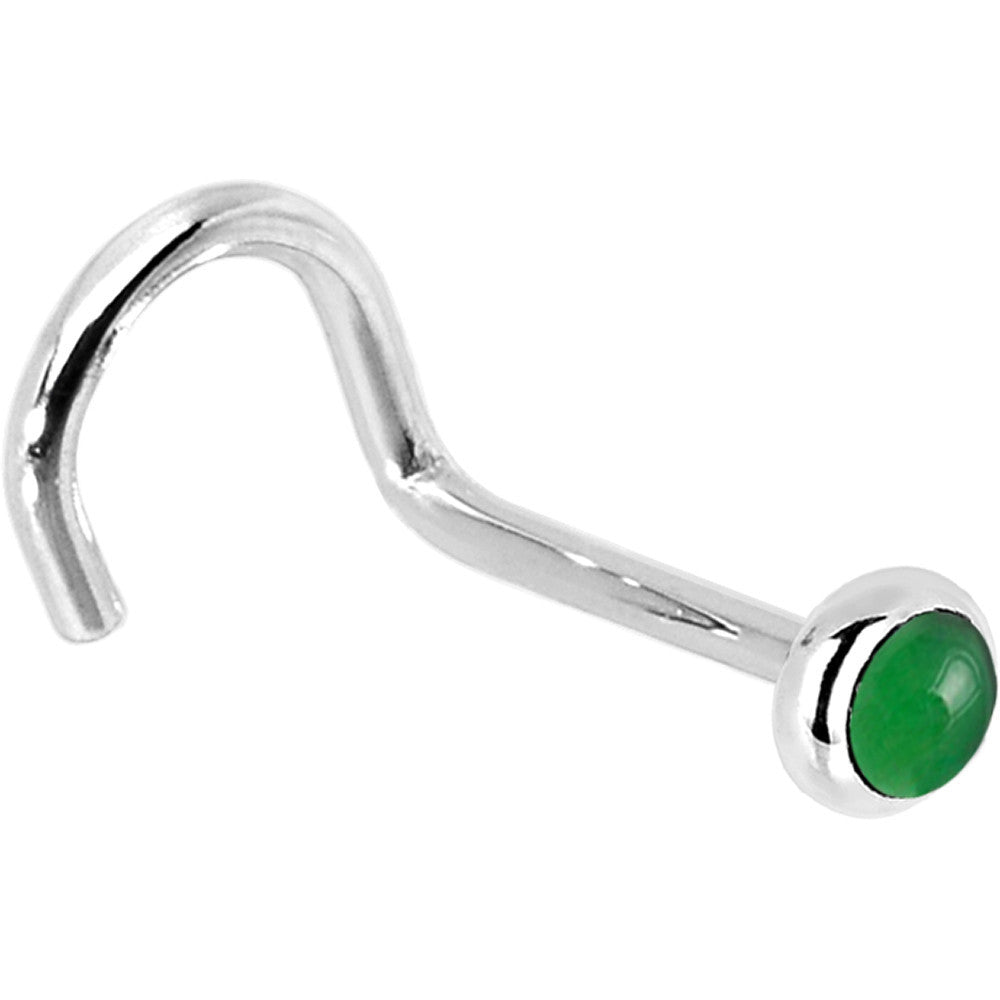 Solid 14K White Gold 2mm Jade Nose Ring