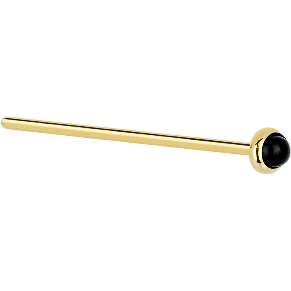 Solid 14K Yellow Gold 2mm Onyx Nose Ring
