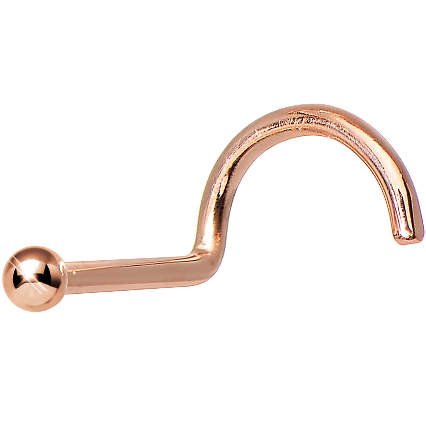Solid 14K Rose Gold 1.5mm Ball Nose Ring