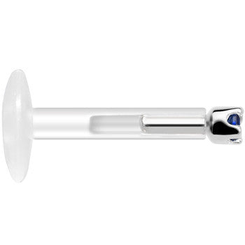 Solid 14K White Gold September 1.5mm CZ Bioplast Push in Labret Monroe