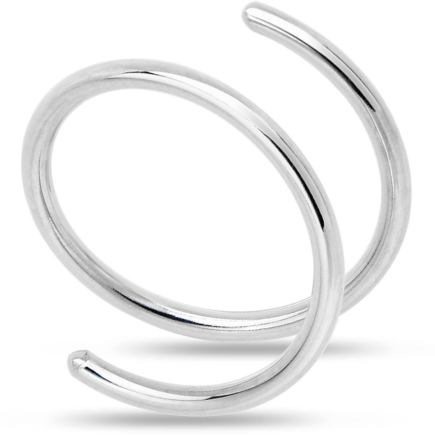 14k Solid White Gold Double Hoop Nose Spiral Nose Ring