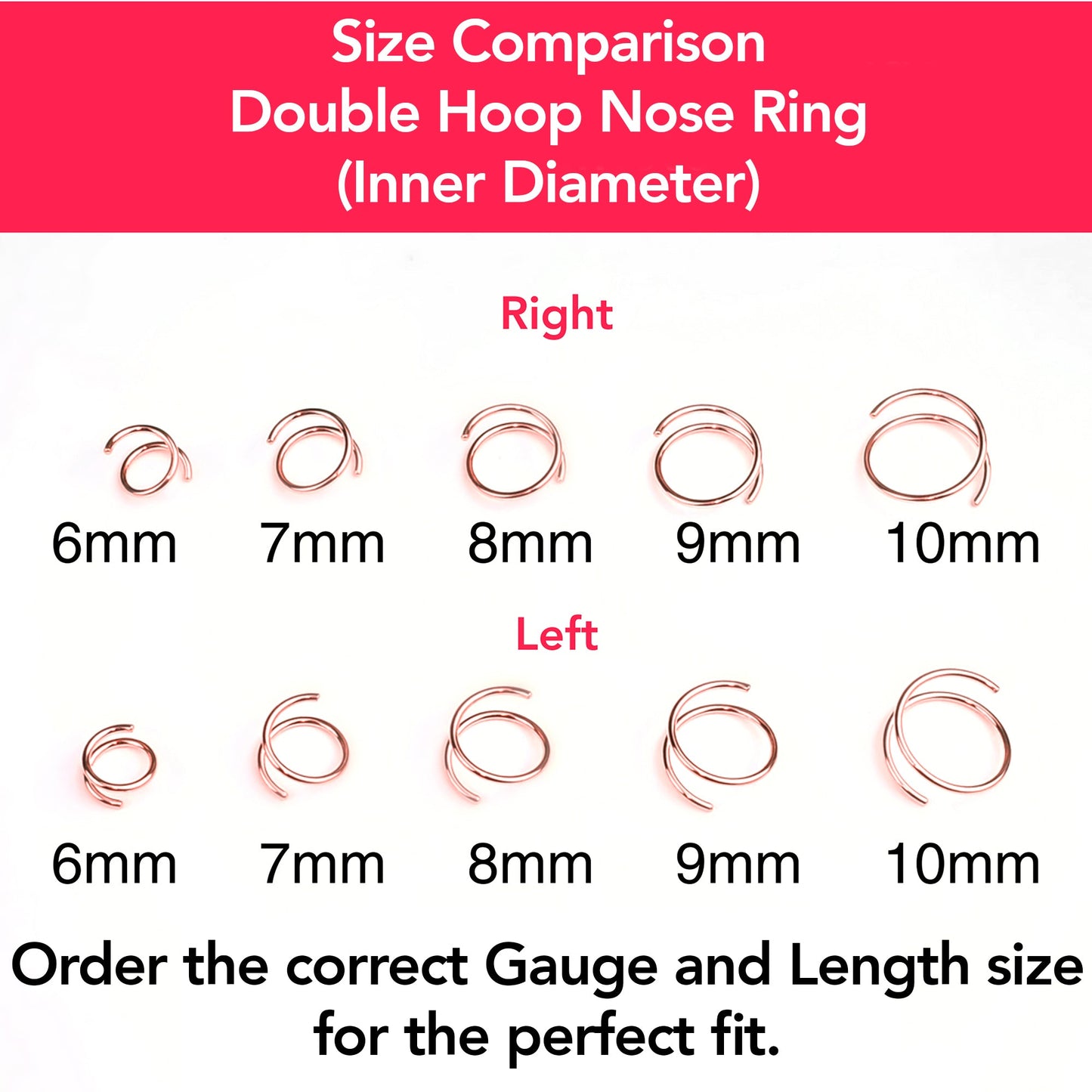 14k Solid White Gold Double Hoop Nose Spiral Nose Ring