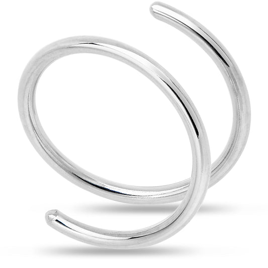 Double Hoop Nose 925 Sterling Silver Spiral Nose Ring 20G 8mm Left