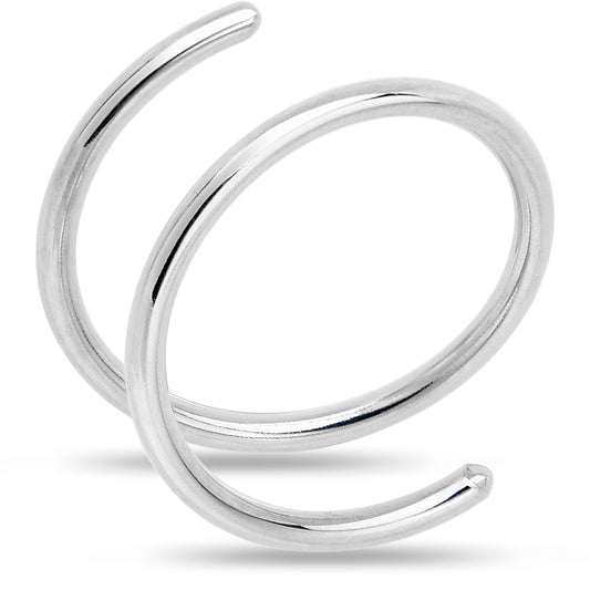 Double Hoop Nose 925 Sterling Silver Spiral Nose Ring 20G 8mm Right