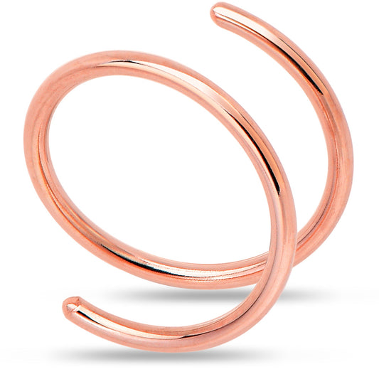 Double Hoop Nose 14k Rose Gold Filled Spiral Nose Ring 20G 8mm Left