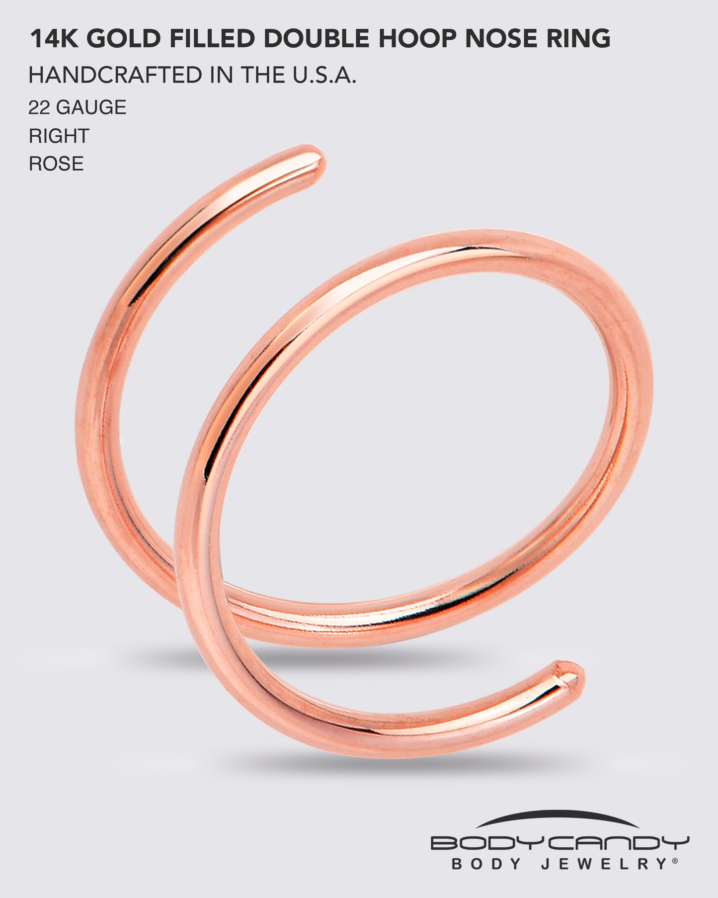 Double Hoop Nose 14k Rose Gold Filled Spiral Nose Ring 20G 8mm Right