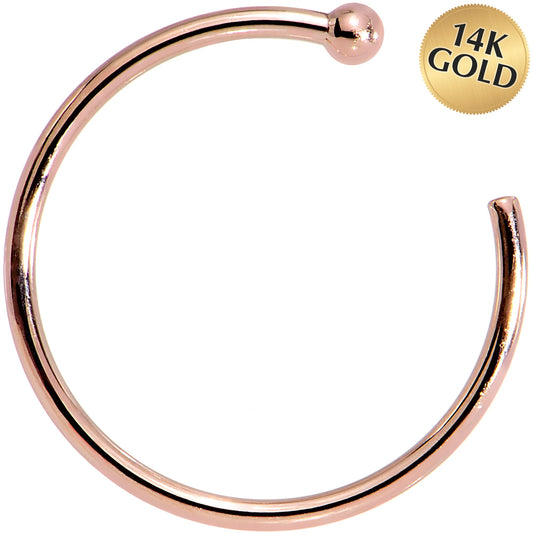 20G 3/8 14k Solid Rose Gold Nose Hoop