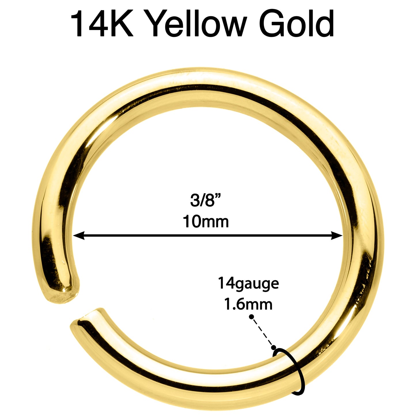 14G 3/8 Handcrafted Solid 14k Yellow Gold Seamless Circular Ring