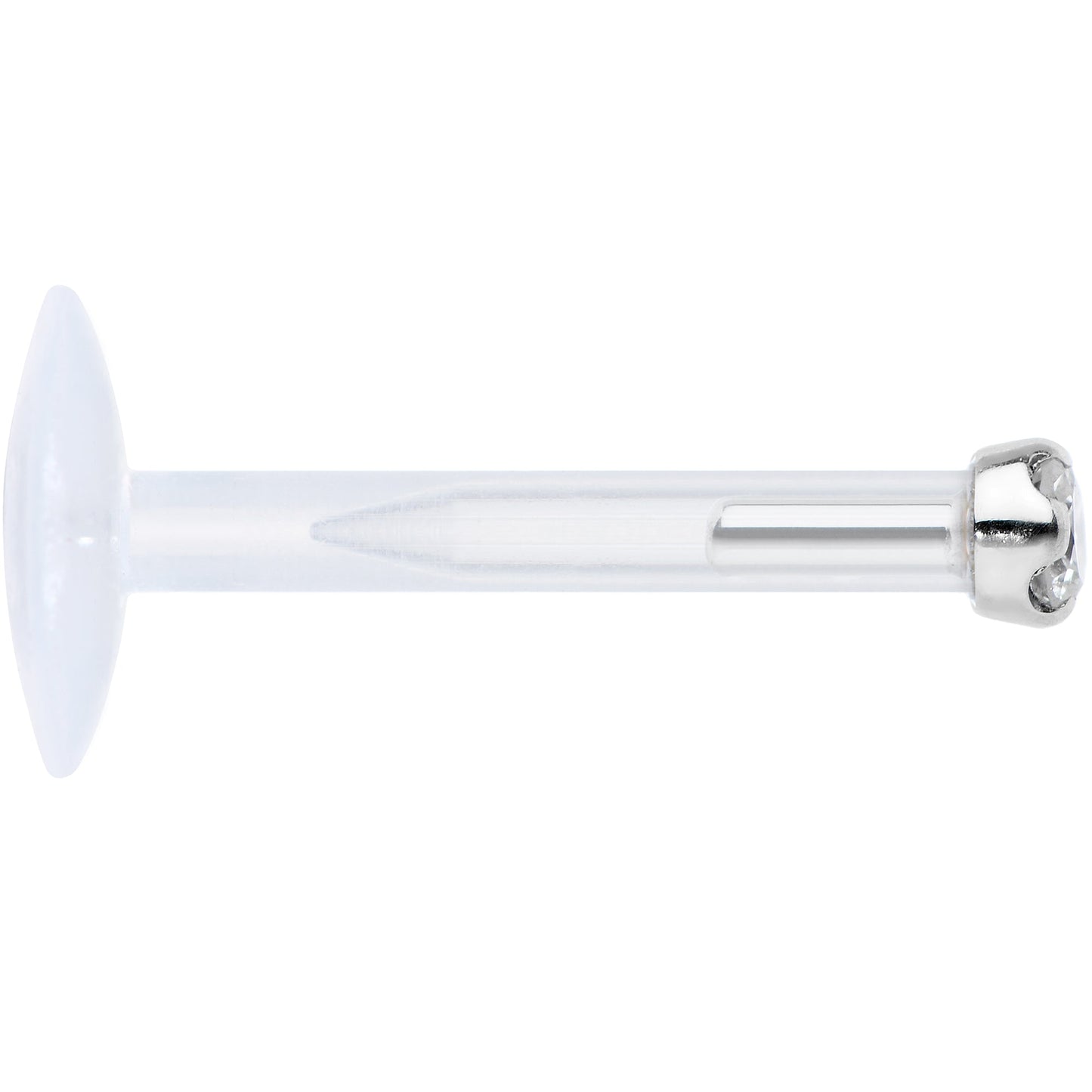 16G Bioplast 14K White Gold 1.5mm Genuine Diamond Micro Labret