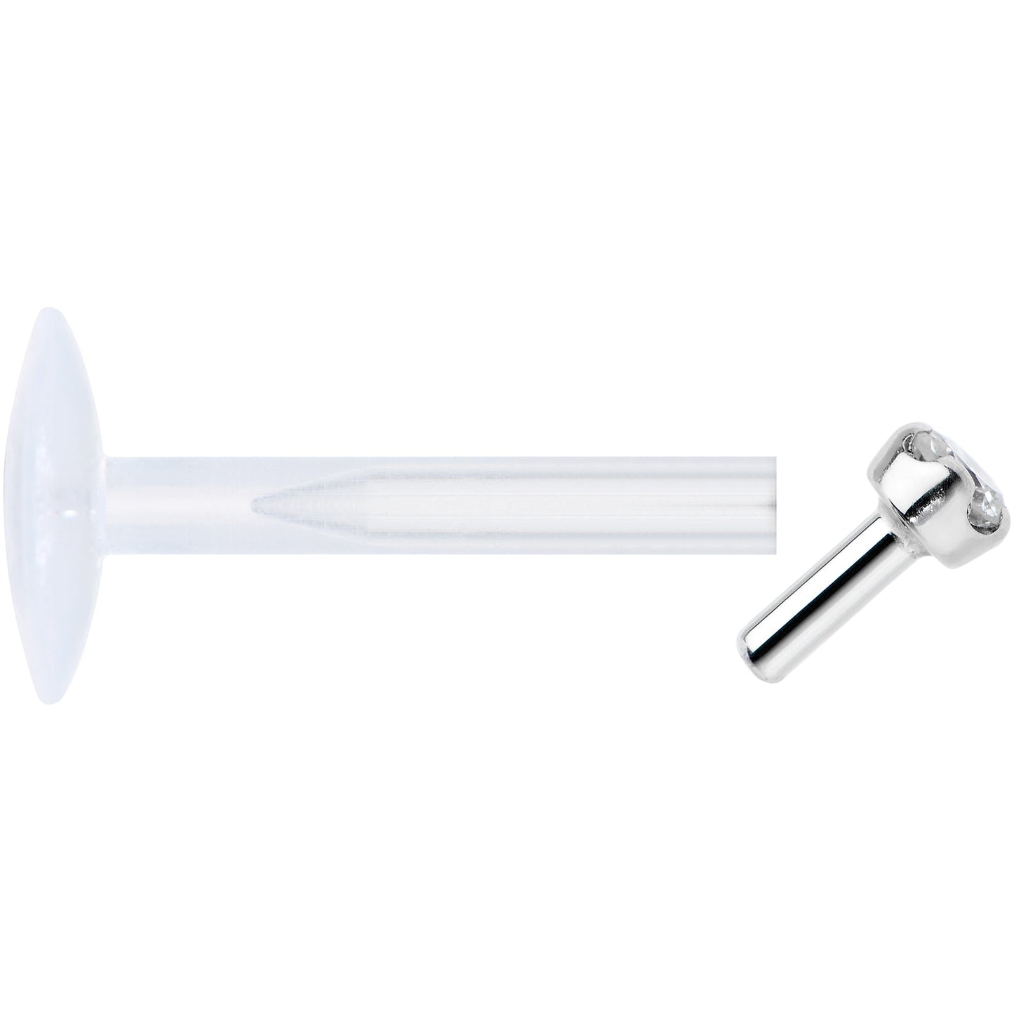 16G Bioplast 14K White Gold 1.5mm Genuine Diamond Micro Labret