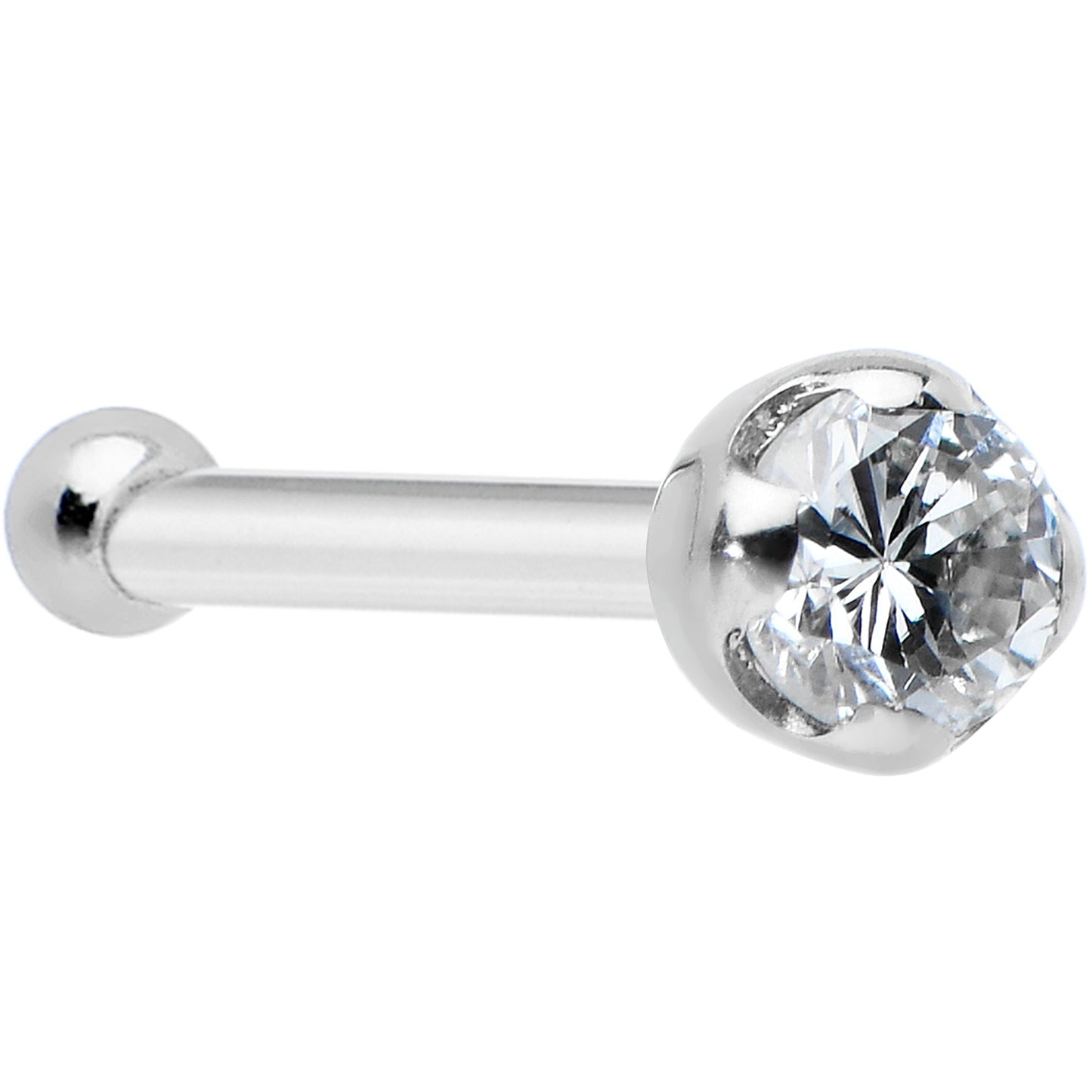 14k Solid White Gold Genuine 1.5mm Diamond Micro Nose Ring