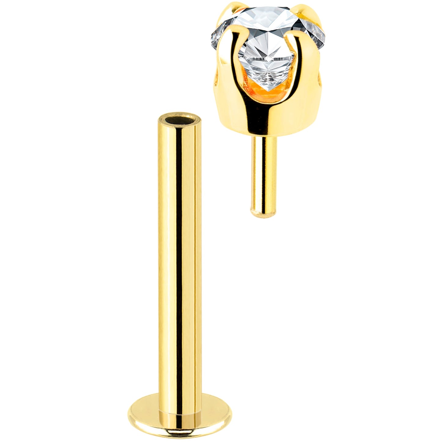 14k Yellow Gold Flat Back Earring with 3mm Lab Grown Diamond Handmade