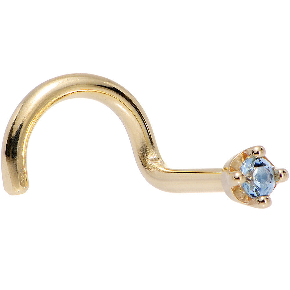 Solid 14K Yellow Gold 1.5mm Genuine Topaz Nose Ring