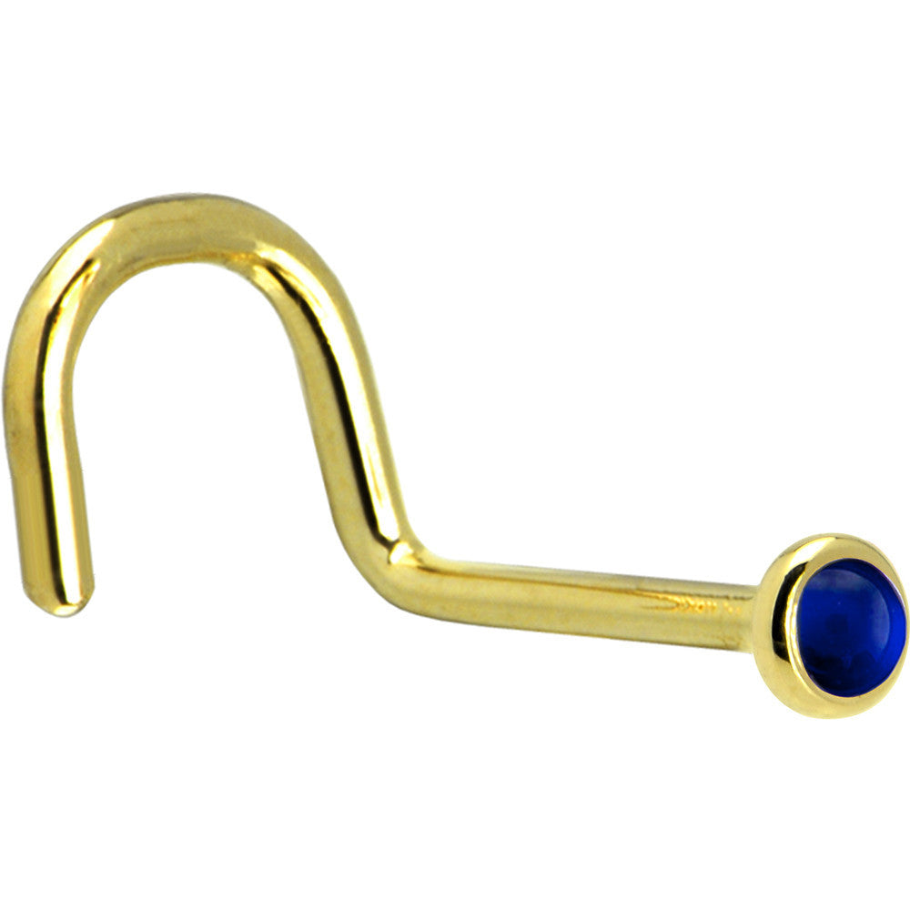 Solid 14K Yellow Gold 2mm Genuine Sapphire Nose Ring