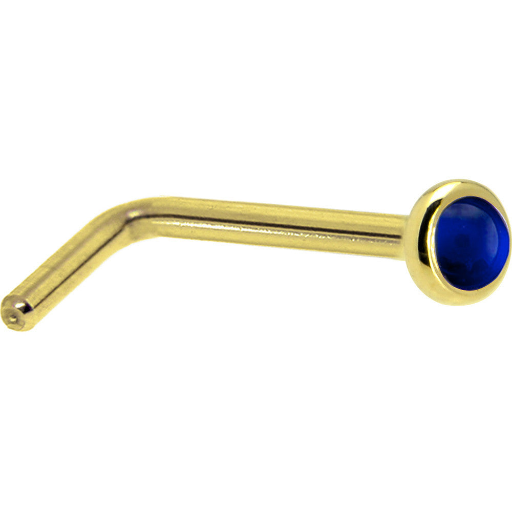 Solid 14K Yellow Gold 2mm Genuine Sapphire Nose Ring