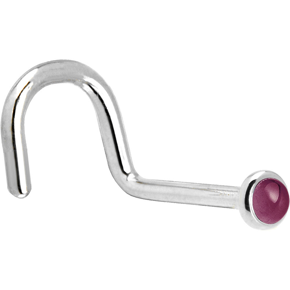 Solid 14K White Gold 2mm Genuine Raspberry Rhodolite Garnet Nose Ring