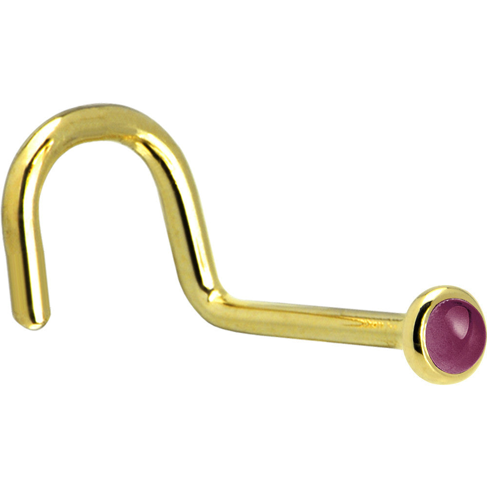Solid 14K Yellow Gold 2mm Genuine Raspberry Rhodolite Garnet Nose Ring
