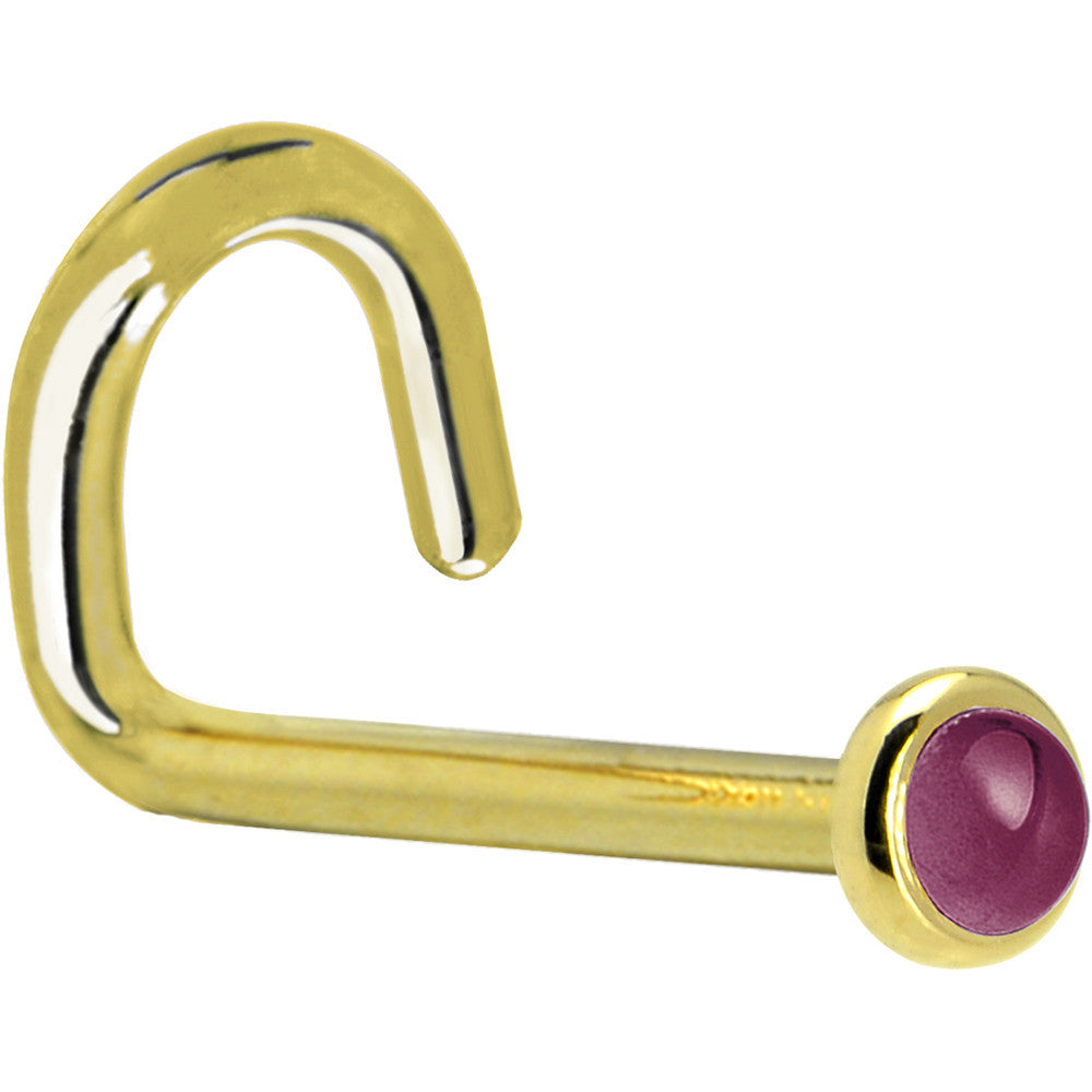 Solid 14K Yellow Gold 2mm Genuine Raspberry Rhodolite Garnet Nose Ring