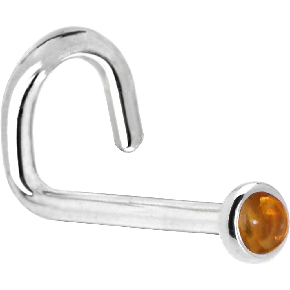 Solid 14K White Gold 2mm Genuine Citrine Saffron Nose Ring