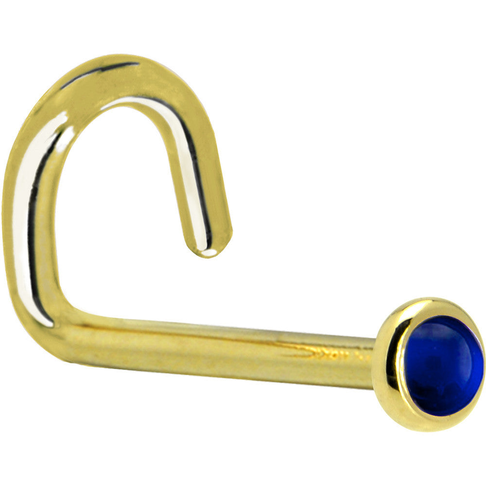 Solid 14K Yellow Gold 2mm Genuine Sapphire Nose Ring