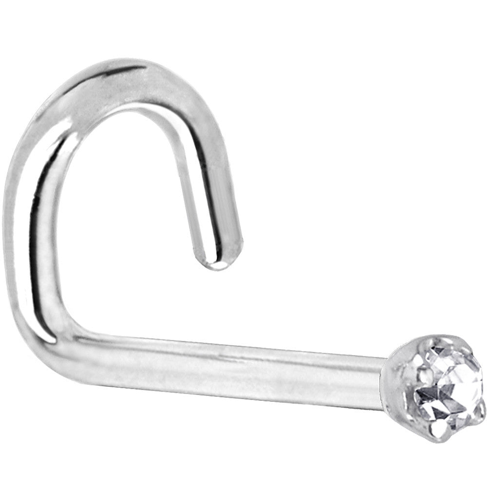 Solid 14K White Gold 1.5mm Genuine Diamond Nose Ring