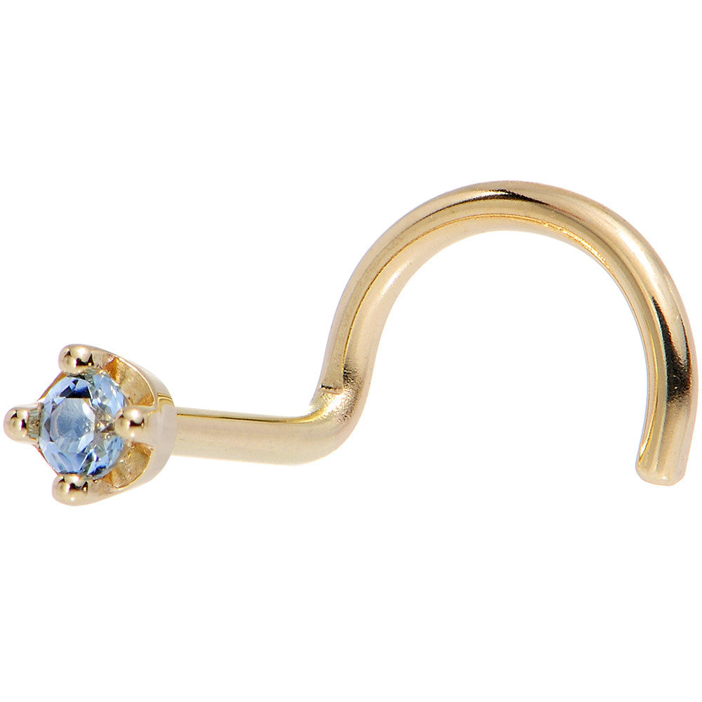 Solid 14K Yellow Gold 1.5mm Genuine Topaz Nose Ring