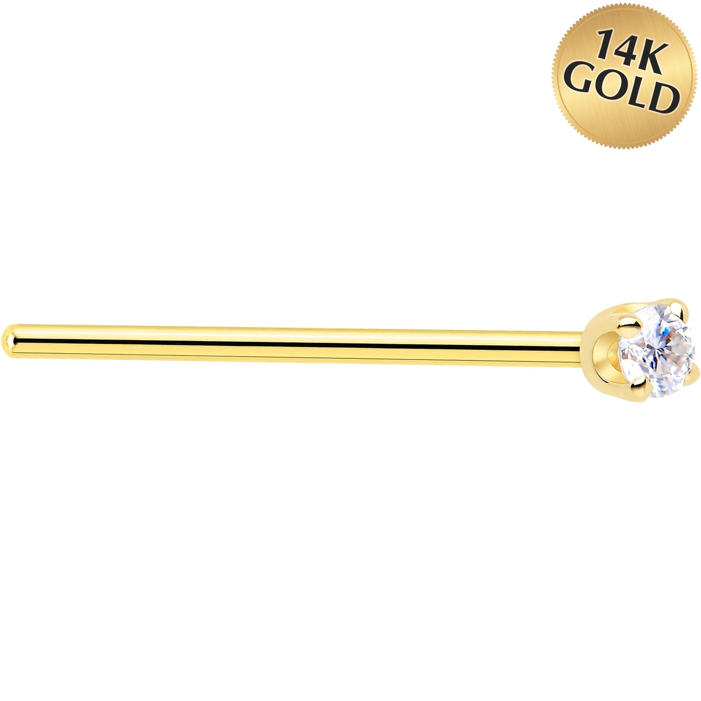 Solid 14K Yellow Gold 2mm Genuine Diamond Nose Ring